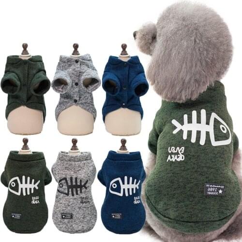 S-XL Fashion Fish Bones Printing Pullover for Small Dogs Comfortable Warm Dog Sweater Cardigan Lovely Hot Sales Pets Clothes