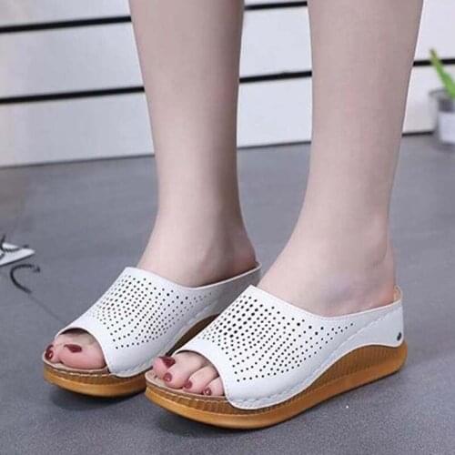 Women Sandals Shoes Platform PU Shoes Women Open Toe Sandals Female Shoes Chunky Shoes Ladies Wedge Heel Footwear Woman Slides