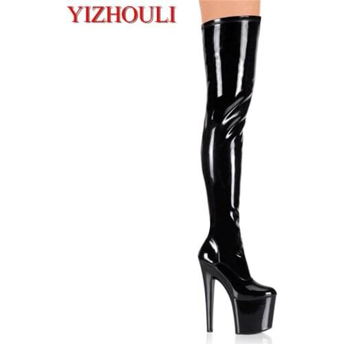 7 "high-heeled over-knee boots, PU material 17cm sexy model stage performance pole dancing, dancing shoes