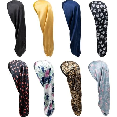 New Elastic Wide Edge Satin Bonnet Long Hair Hat Sleeping Hats Wrap Night Cap Hair Care Bonnet For Women Men Unisex Cap Bonnet