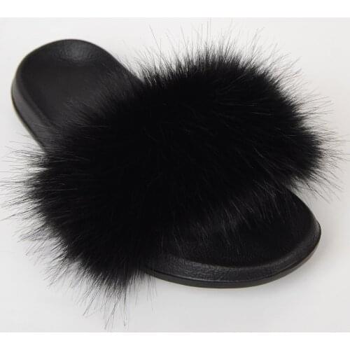 2021 Faux Fur Slippers Womens Fashion Flip Flops Hairy Outer Wear Beach Shoes Sandals slides for women