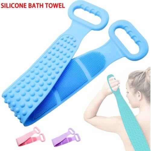 Silicone Back Body Bath Brush Shower Scrubber Soft Loofah Bath Towel Exfoliating Massage Spa Cleaning Bathroom Shower Strap