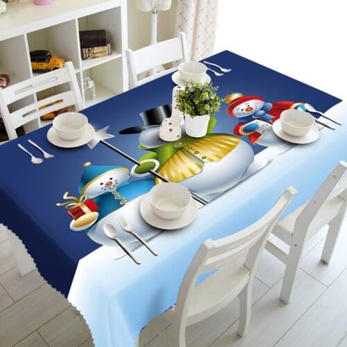 3D Tablecloth Cute Christmas Snowman Pattern Dust Cloth Thickening Rectangular Home Children Outdoor Table Cloth Home Textile