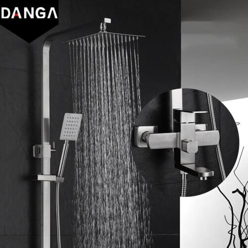 Bathroom Shower Faucet Lifting Shower Set Pressurized Shower System 304 Stainless Steel Hand Shower Wall-mounted Shower Head