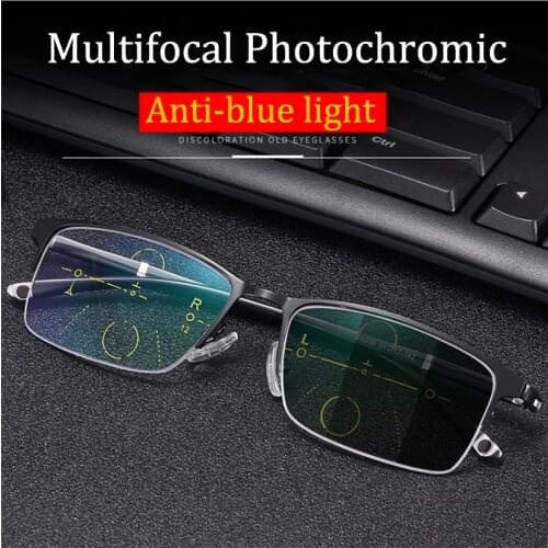 Sports Progressive Multifocal Photochromic Reading Glasses Men Women multi-Functional Anti-blue light Eyeglasses +2.5 To +4.0