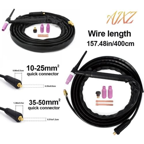 AIXZ TIG Welding Gun WP17V Tig Torch WP26V 4M Cable with Connector Fit TIG200P HBM2280 Welding Machine For Soldering