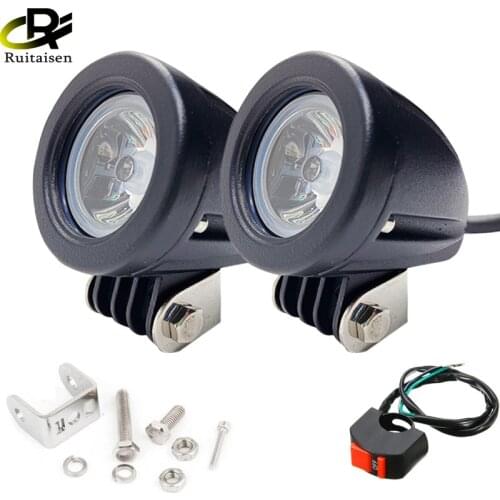 1Pair 10w Motorcycle Led Headlight Work Light Offroad SUV Lights Spot/flood 12v 4x4 ATV Auxiliary Motor Fog Driving Lamp