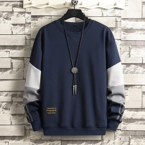 Elena Store Autumn And Winter Clothing Casual Sweatshirt Mens Embroidered Patchwork Streetwear Hip Hop Black Hoodie Sweats