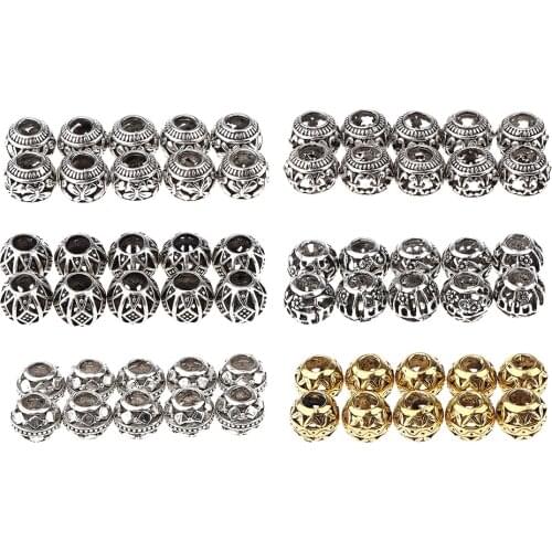 Pack 10 Norse Vikings Beads Hair Tube Beads Dreadlocks for Beards Hair Pendants & Bracelets DIY Jewelry