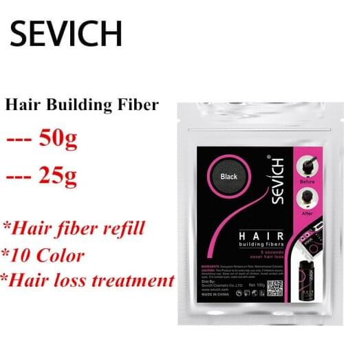 Sevich 10 Color 50g Hair Building Fiber Keratin Fiber Hair Refill Thickening Fiber Powders Instant Growth Hair Care Product