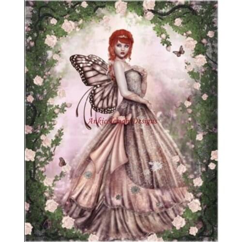 Needlework for embroidery DIY French DMC High Quality - Counted Cross Stitch Kits 14 ct Oil painting - Butterfly Fairy Rose