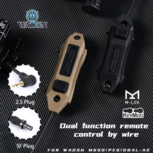 WADSN Tactical Augmented Pressure Weapon Light Remote Dual Function Swicth For PEQ-15 DBAL-A2 M300A M600DF Fit Mlok Keymod Rail