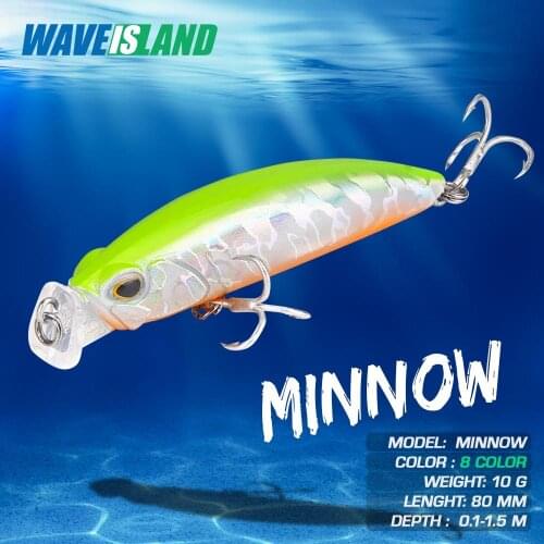 WAVEISLAND Mino Fishing Lure Long-distance 8cm 10gPike Pesca Saltwater Lures Bionic Hard Bait Floating Water Isca Artificial
