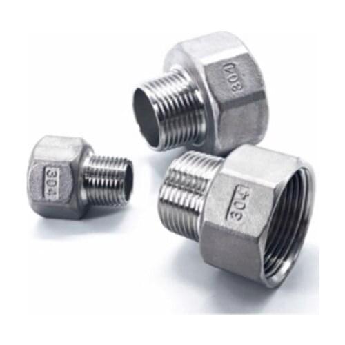 1pcs DN15 DN32 variable diameter straight-through joint steel pipe hexagonal inner and outer wire conversion 304 stainless steel