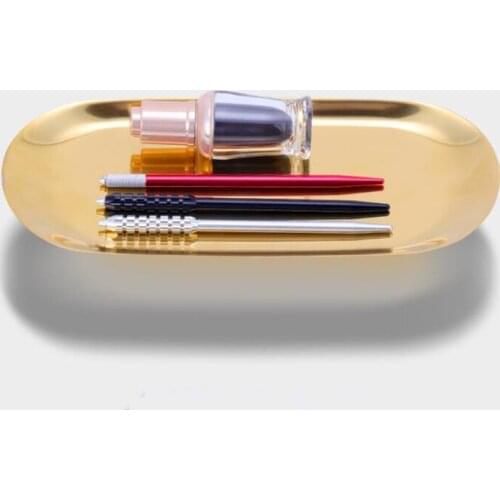 1pc Stainless Steel Tray Oval Shaped Sterilized Tray Container For Makeup Tattoo Accessory Sterilization Board Tools PMU Supply
