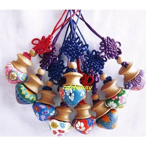 100pcs/lot Chinese knot style 5ML Fimo Oil Bottle Pendant Perfume bottles Car Hanging Clay Craft Bottle