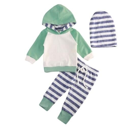 3pcs Infant Toddler Baby Boy Girl Hooded Tops Hoodie+Pants Outfits Set Clothes