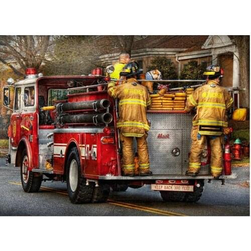 DIY Embroidery diamond rhinestone painting Fire truck and fireman cross stitch diamond mosaic sale new arrival full display 3d