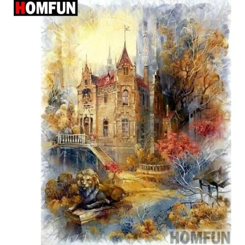 HOMFUN Full Square/Round Drill 5D DIY Diamond Painting "Castle scenery" Embroidery Cross Stitch 5D Home A08014