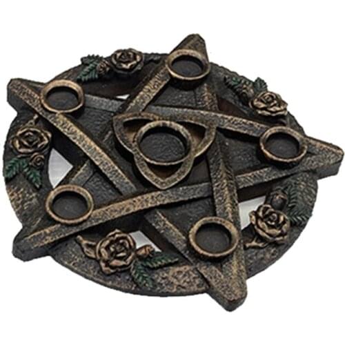 Astrology Star Candlestick Table Pentacle Altar Plate Resin Divination Cup Candle Holder Altar Ceremony Accessories