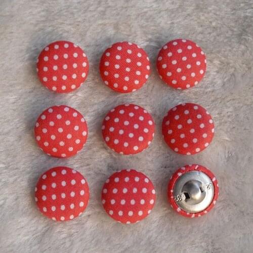 Free shipping 100pcs/lot 20mm 2cm diy polka dot print cloth fabric cover button cloth covered buttons component with shank E208