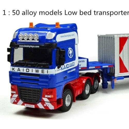 Free shipping ! 2014 super cool ! 1 : 50 alloy slide toy models Low bed transporter,Child the best birthday gift
