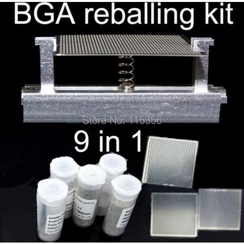 Free shipping BGA reballing kit universal stencils with 25K solder balls heated directly reballing station