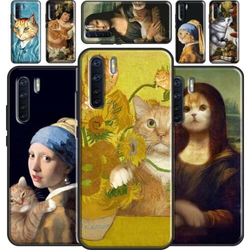 Funny Cat Art Aesthetics Case For OPPO A5 A9 2020 A31 A53 A52 A72 A15 A83 A91 A93 A1K A5S Find X3 Pro Reno2 Z Cover