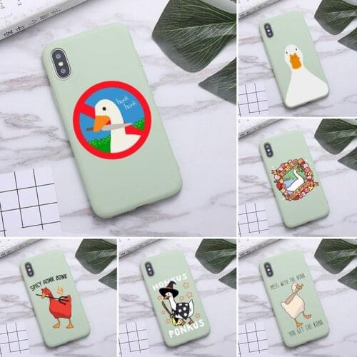 Untitled Goose Game Interesting Duck Game Phone Case for iPhone 12 mini 11 Pro Max X XR XS 8 7 6s Plus Candy green Silicone