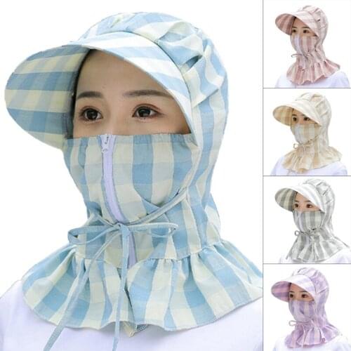 Women Anti-UV Sun Hat Multi Function Summer Hat Lady Striped Wide Brim Visor Cap Female Neck Protect Riding Hunting Hat