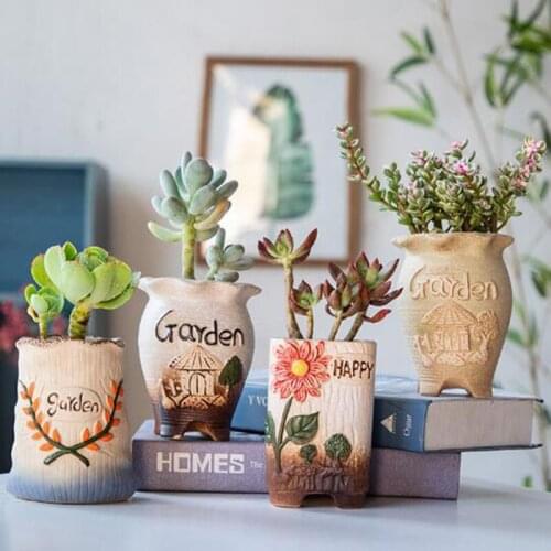 Coarse Pottery Fleshy Planter Pot Garden Balcony Flower Pot Office Desktop Ornaments Floral Vase Home Decor