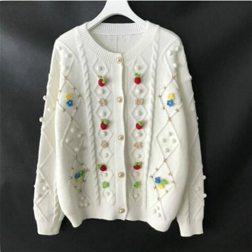 Runway Sweaters 2020 High Quality Women Winter Floral Cardigan Sweater Outwear Knit Christmas Luxury Loose Sweet Outwear Clothes