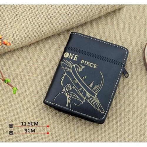 Anime ONE PIECE Strawhat Luffy Logo Short Wallet New Buckle Wallet Boys Girls Credit Card Purse Small Change Wallet