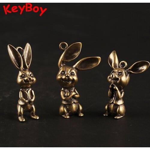 Creative Cartoon Cute Rabbits Key Rings Pendants Big Ear Rabbit Keychains Charm Men Women Backpack Brass Hanging Vintage Jewelry