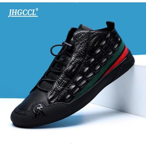 Genuine Leather High Quality Men Shoes Casual Daily Trendy Sneakers Men’s Black Comfortable Footwear A15