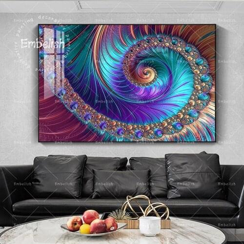 Embelish 1 Pieces Large Abstract Fractal Patterns Wall Picture Modern Home Decor Canvas Oil Painting Living Room Framed Posters