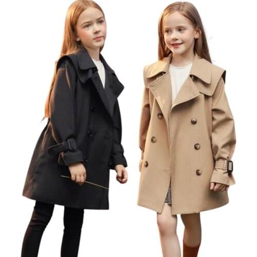 Girls PU Leather Jacket Long Sleeve Trench Coat Cute Kids Baby Girl Overcoat Korean Outerwear 2021 Spring Clothes 2 3 4 5 6 Yrs