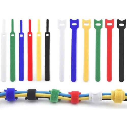 50pcs/lot T-shaped Nylon Reusable Cord Organizer Computer Data Cable Earphone Tie Straps Cord Loop Tape USB Cable Winder