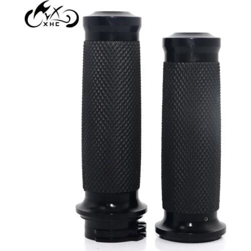 Motorcycle Black Aluminum & Rubber Hand Grips W/ Bar Ends For Harley Dyna Fatboy Touring Road King Sportster Honda Chopper