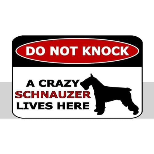 Do Not Knock A Crazy Schnauzer Lives Here (Silhouette) Laminated Dog Sign Metal Decor
