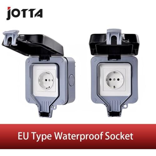 IP66 outdoor / bathroom waterproof wall switch European standard wall socket 16A / 220-250V