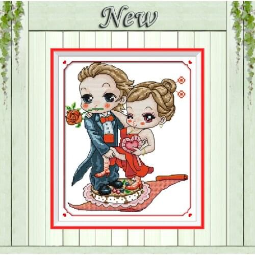 Affectionate tango painting pattern printed on canvas DMC 14CT 11CT wedding Cross Stitch chinese Embroidery Needlework Sets kits
