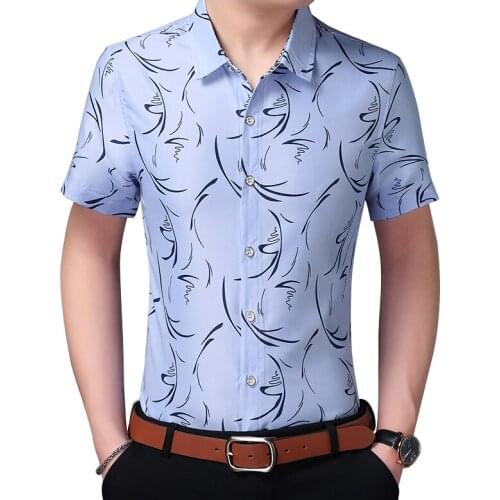 2020 Summer New Mens Plus Size Shirt Fashion Casual Print Slim Short Sleeve Shirt Brand Tops 5XL 6XL 7XL