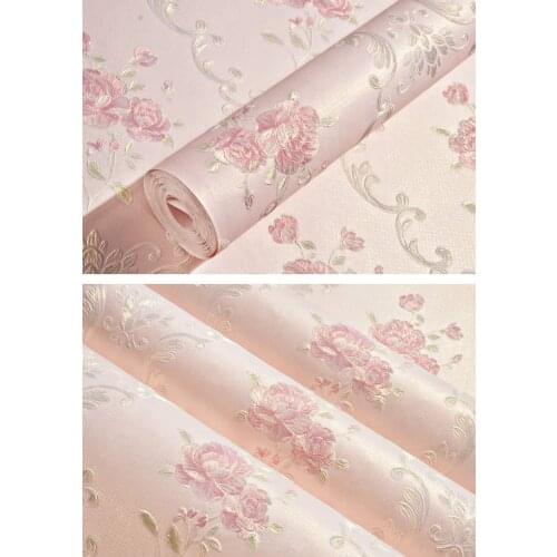 GLOW4U Peel and Stick Pink Floral Wallpaper for Room Living Bedroom Walls Furniture Decal