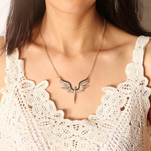 Angel Wings Necklace Cute Pendant Necklace for Women Girls fashion 2020 Rhinestone Gold Chain Zincir Kolye Collares Mujer Femme