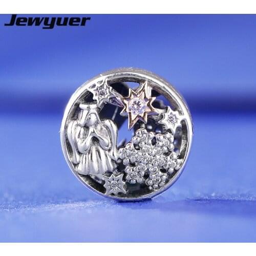 Christmas angle snowflake charms with 14K gold 925 sterling silver fine jewelry fit bead bracelets DIY gift for Christmas GD123