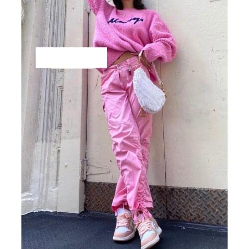 I.AM.GIA straight low-waisted trousers with pockets and cotton drawstring casual overalls trousers