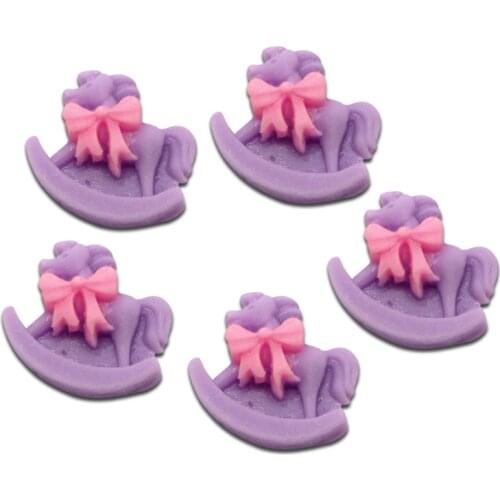 30Pcs Purple Pink Rocking Horse Bow Decoration Crafts Beads Flatback Cabochon Scrapbook DIY Embellishments Accessories