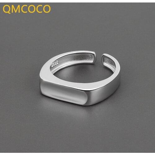 QMCOCO Japanese-Korean Style Square Ring Personality Simple Surface Smooth Opening Adjustment Ring For Woman Party Gifts