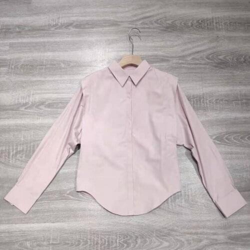 2021 Spring and Autumn New Fashion Classic Cotton Wide Shoulder Stitched Long Sleeve Loose and Simple Commuter Shirt I1